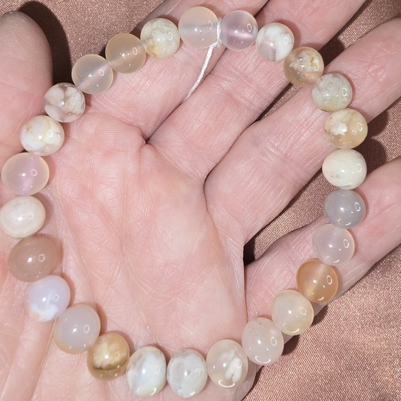 8mm Pink Cherry Agate Bracelet - Picture 4 of 6